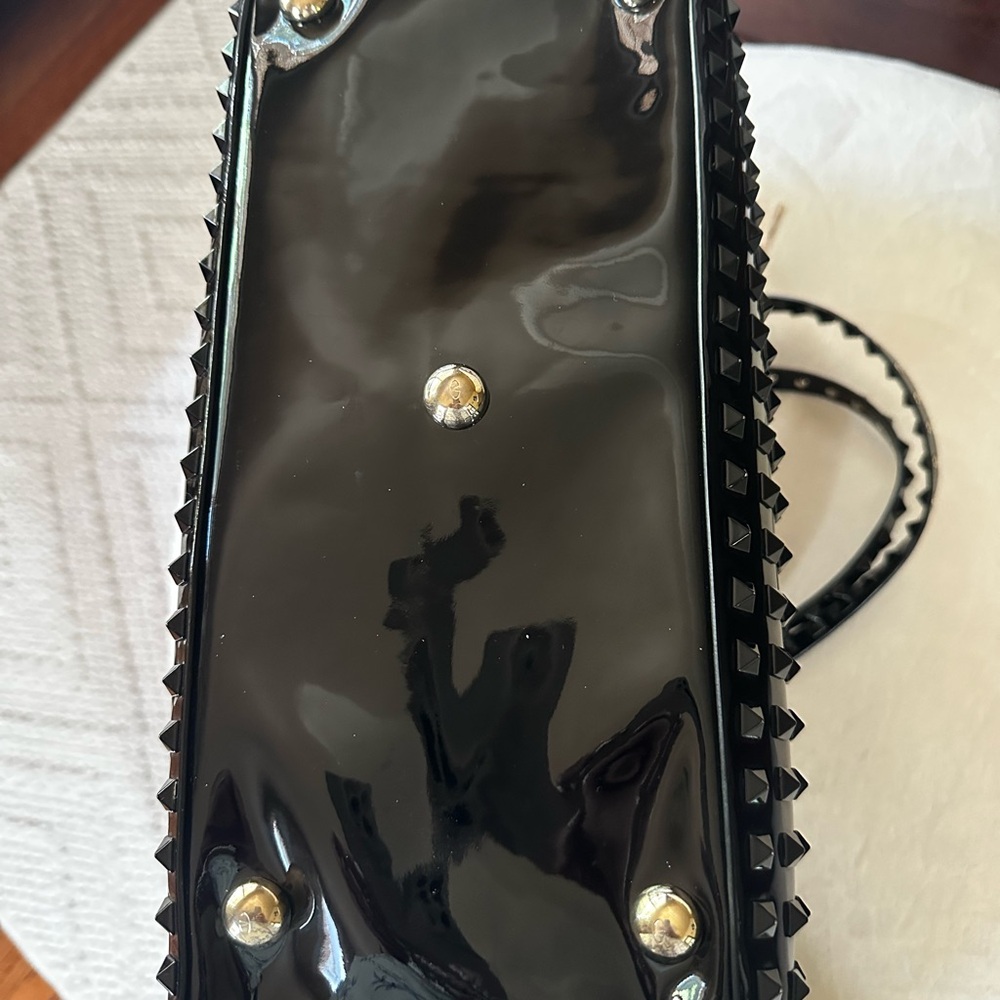 Valentino Black Patten  Leather Satchel - Picture 7 of 7